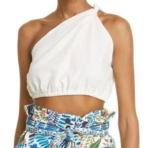 FARM Rio Off-white One Shoulder Knot Top